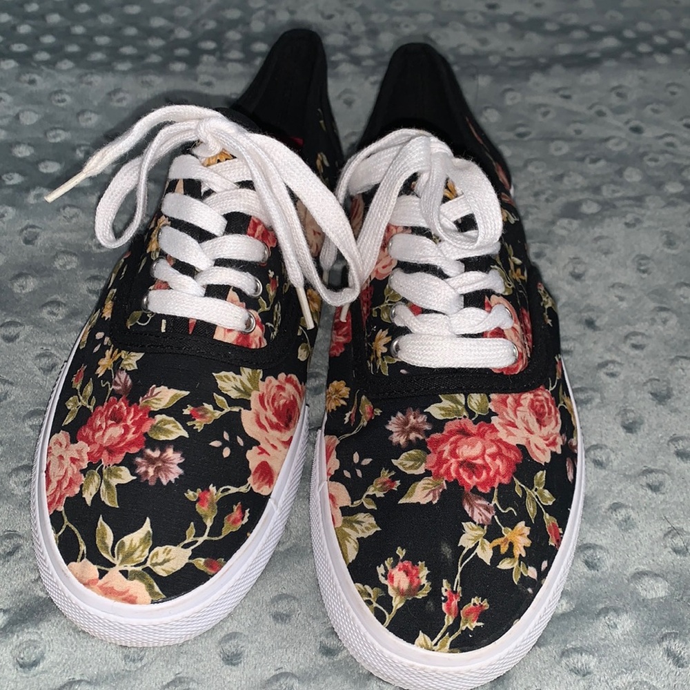 Women’s shoes with floral print.